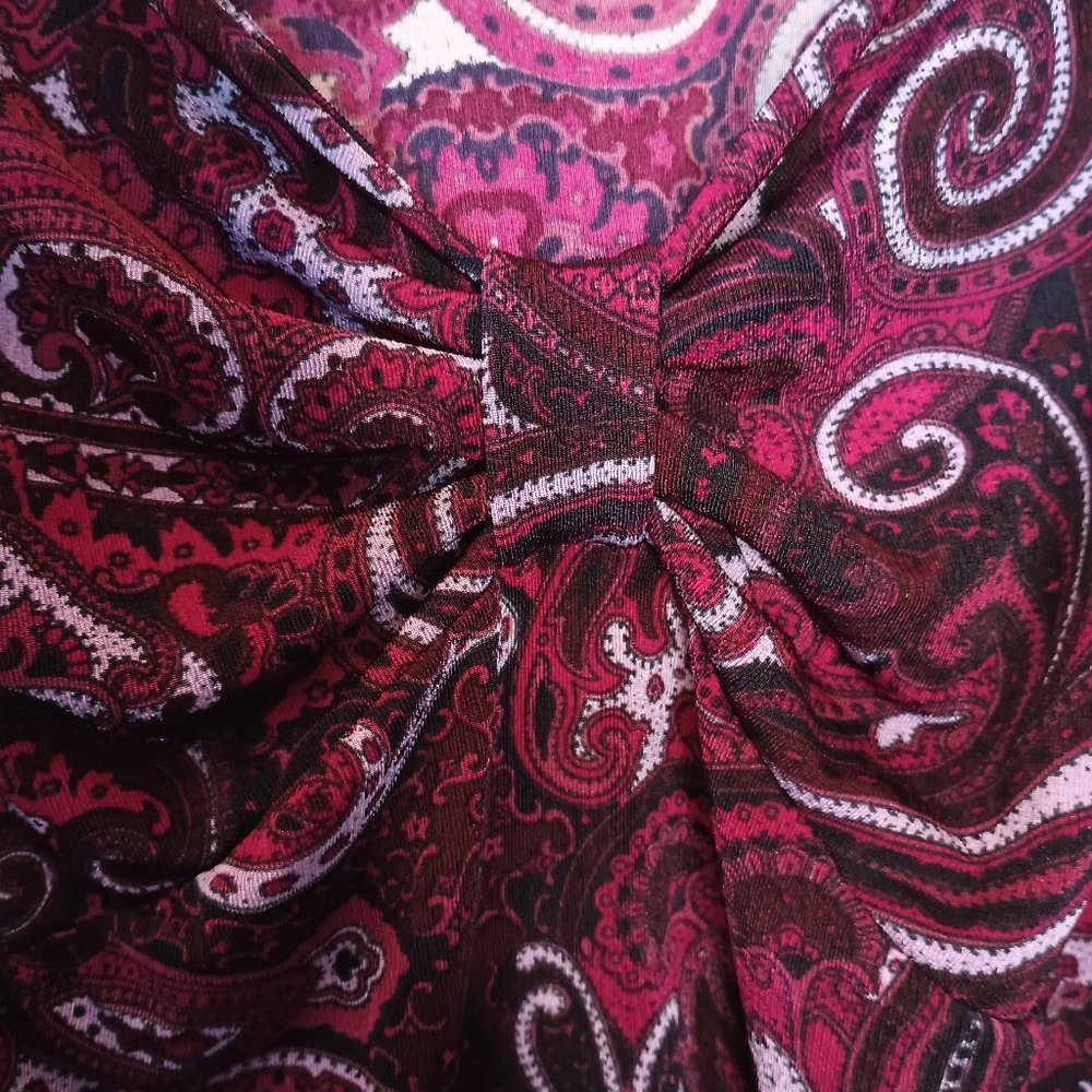 Jaclyn Smith Women's Whimsigoth Slinky Babydoll Top 2X Purple Paisley Stretch - Picture 3 of 7